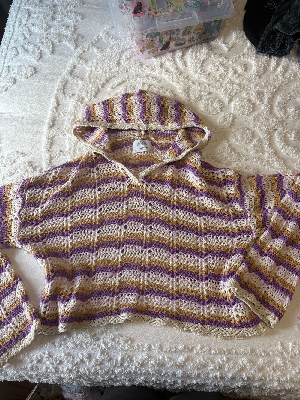 Zara Kids Crochet Striped Hoodie